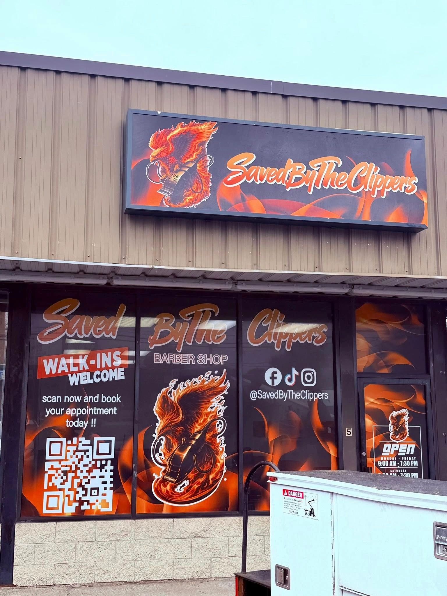 Barbershop branding: Storefront & window graphics