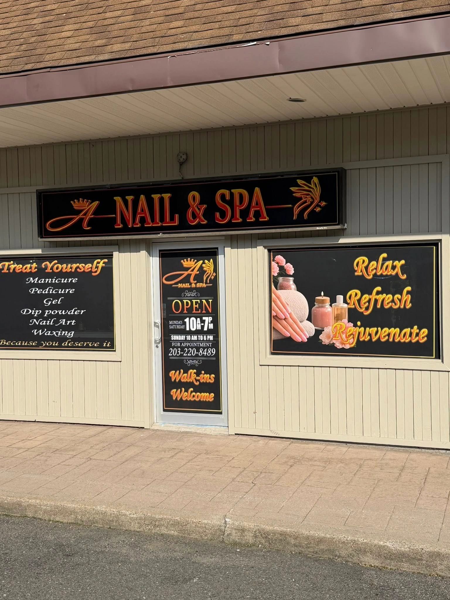 Nail & Spa: Storefront sign & window graphics